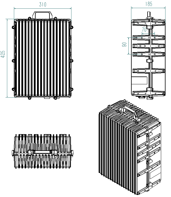 IP65 Outdoor lithium battery 48V 50AH Product Dimensions