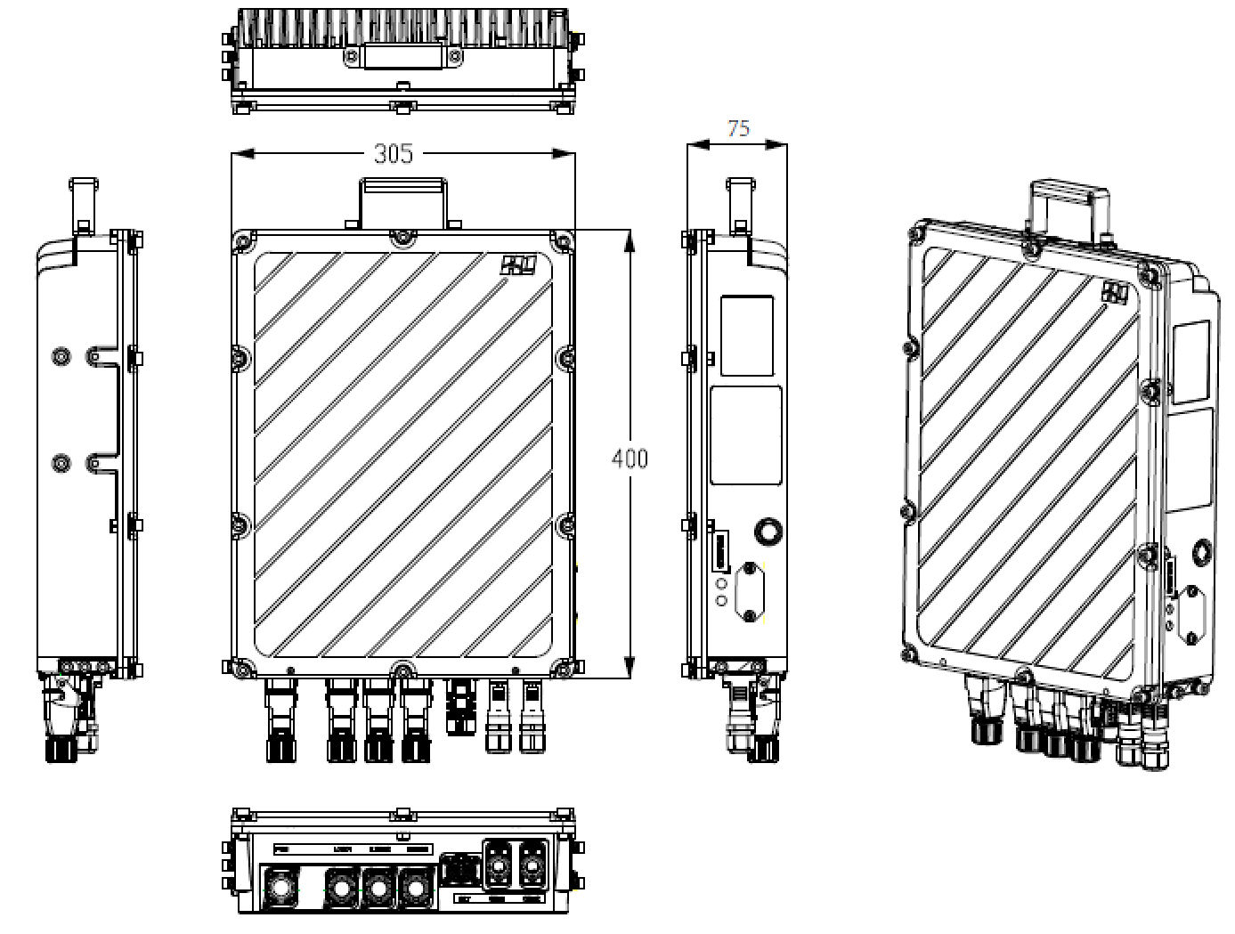 Weatherproof outdoor dc power supply structure